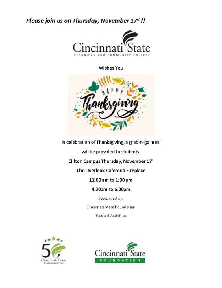 Student Thanksgiving Lunch Cincinnati State