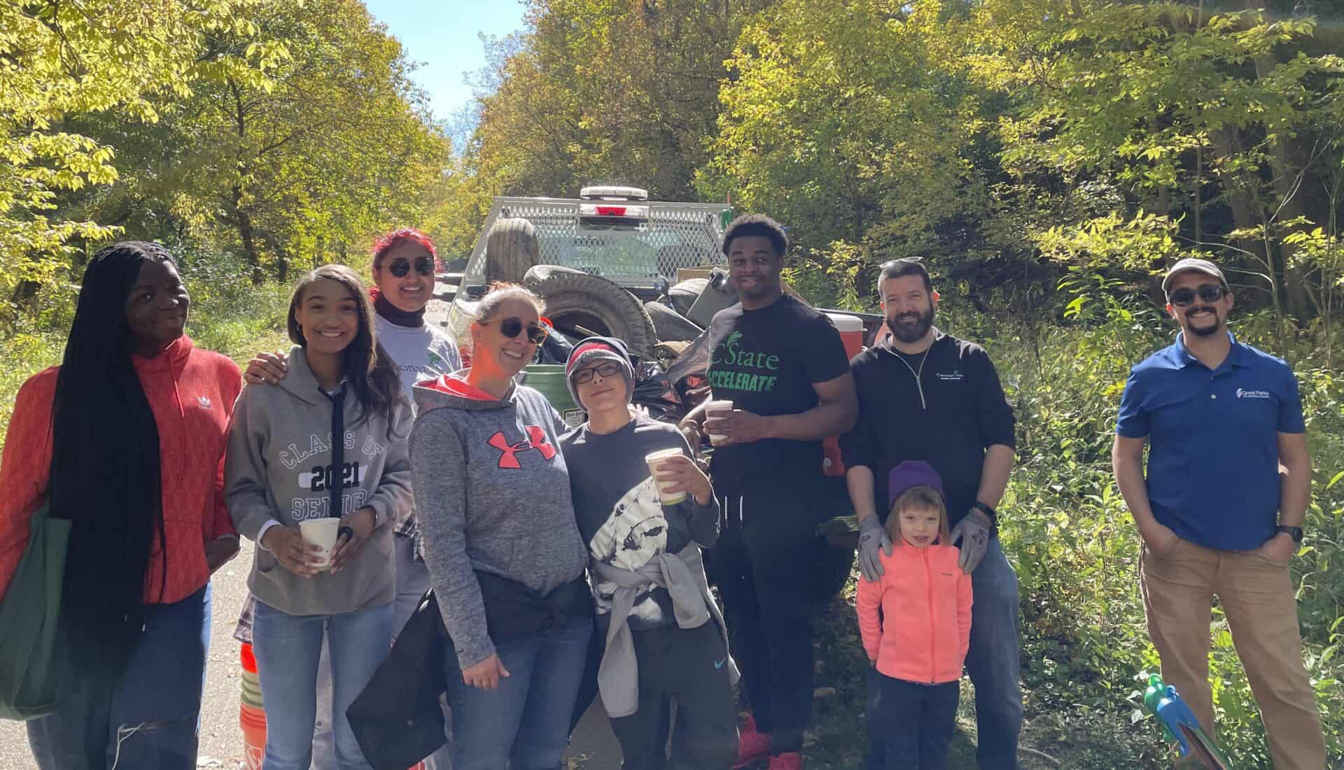 Students and faculty took a break during the October Great Parks clean-up event