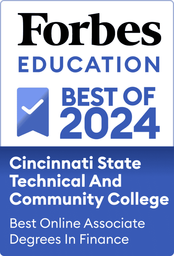 Forbes Education badge - Best Online Associate Degree - Finance