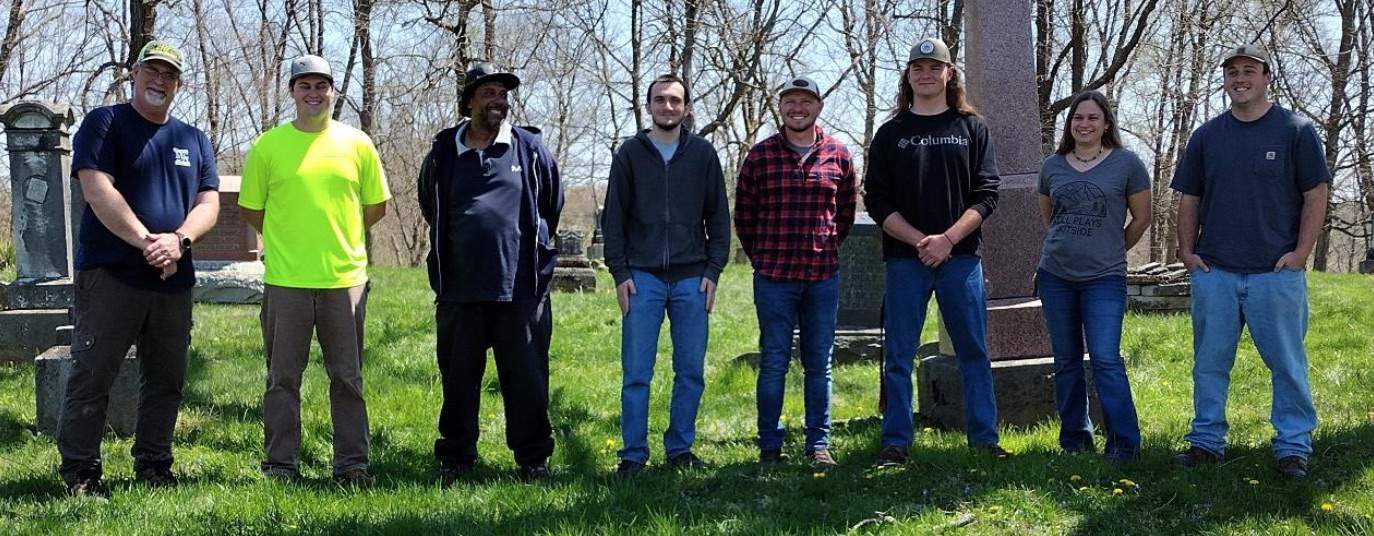 Land Surveying students Darrick Davidson, Macalister Keeley,
Bryant Favors, Joseph Ernst, Levi Exline, Gunnar Seig, Jessica Lyttle, and Shane Strotman