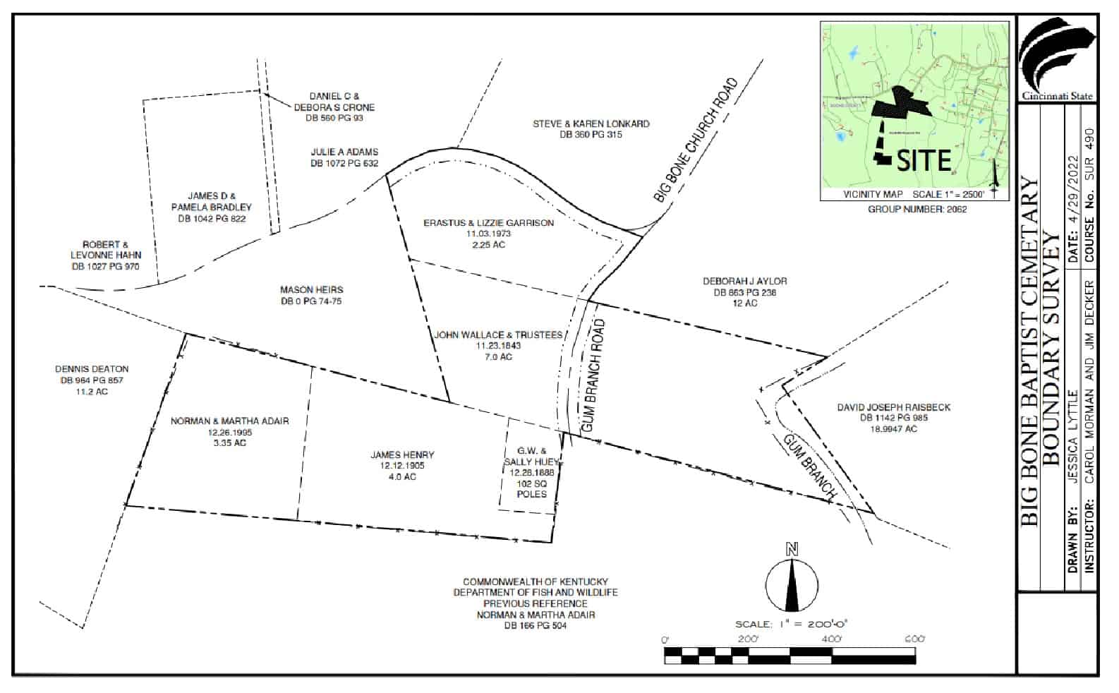Student-prepared map shows the individual parcels that make up the church property