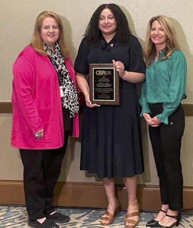 Career Center Manager Kelly Harper, CEIA Student Achievement Award winner Olivia Allen, and Co-op Coordinator Jayne Dressing