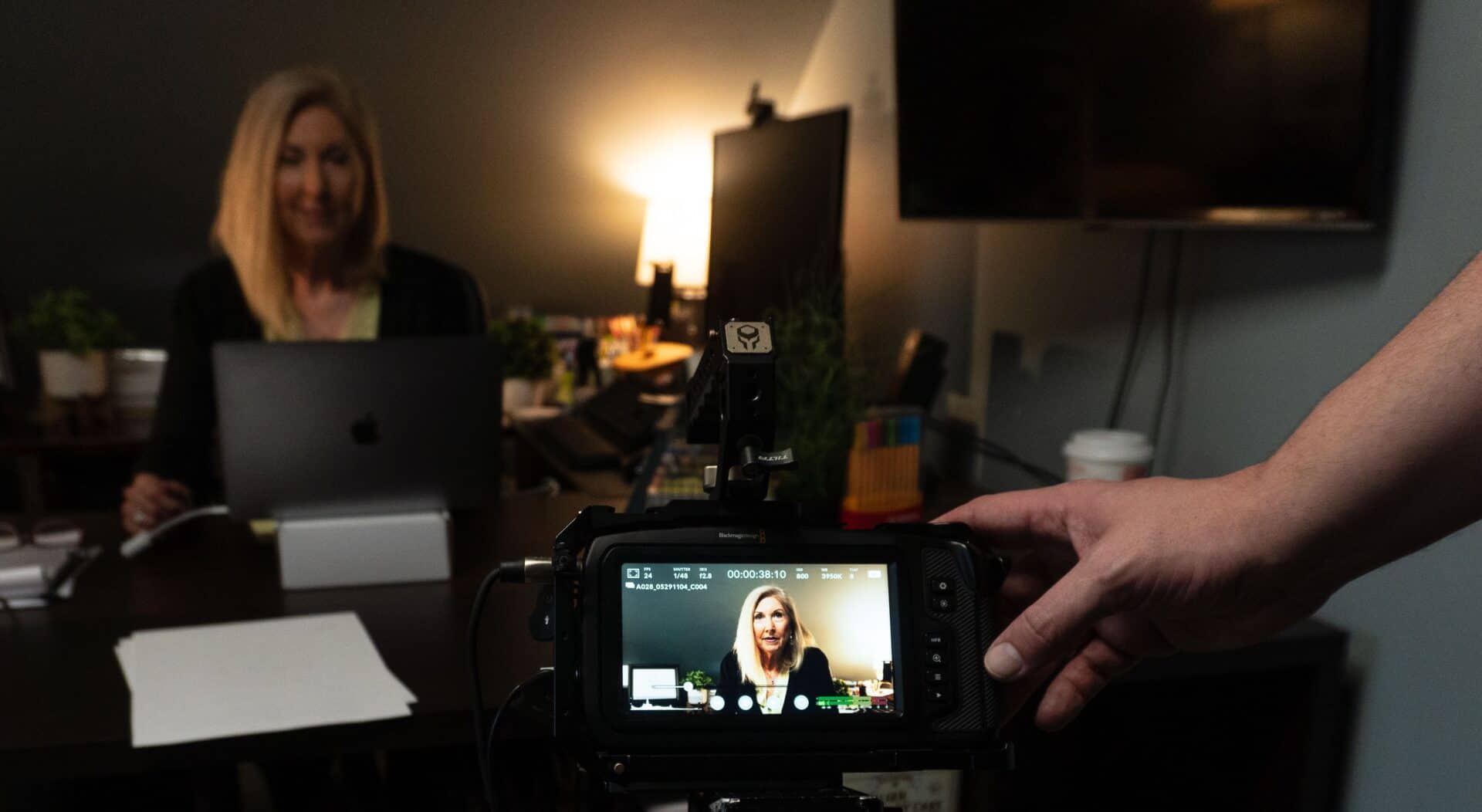 Laure Quinlivan preparing for a scene in “Fishbowl”