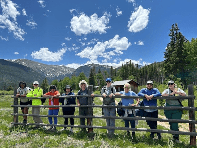 EVT 172 class in Colorado (from left): La'Star Pugh, Nick Smith, Natalie Carballo, Galy Jasso, Lisa Bacu, Melissa Goetz, Dr. Ann Gunkel, Ian Denney, Devon Peters