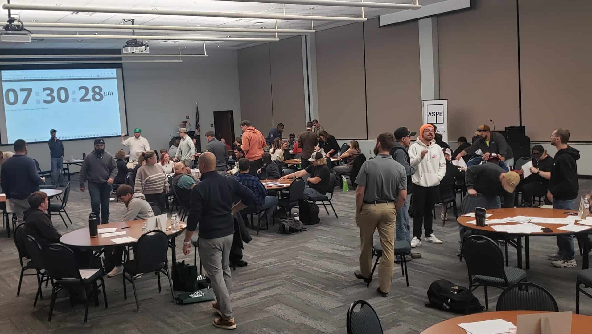 Student teams worked to complete time-sensitive tasks at the Construction Bid Day simulation