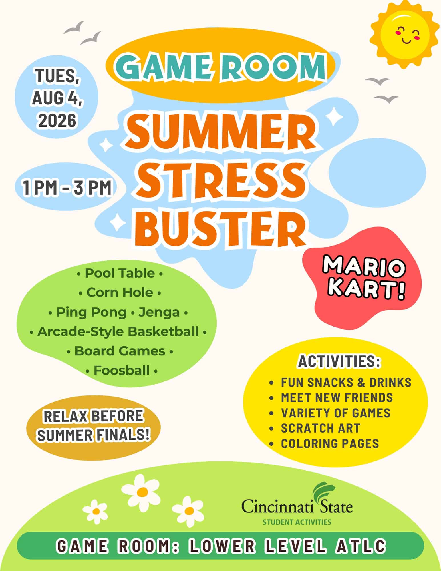 August 4, 2026 Stress Buster: Game Room Clifton