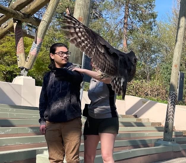 Sawyer Va gets up close with an owl at the Cincinnati Zoo - April 2026