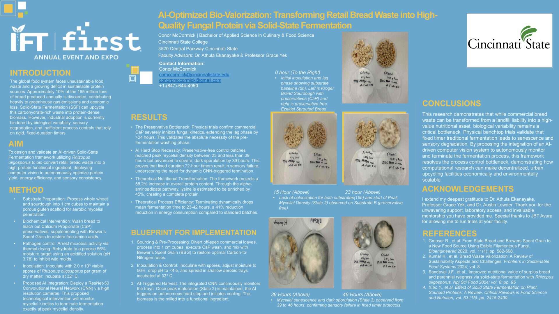 Conor McCormick's poster presentation for the Institute of Food Technologists conference